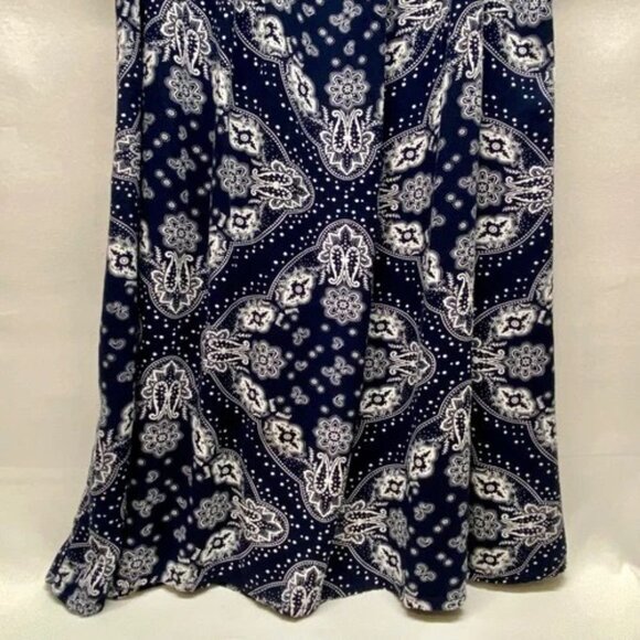 Cosuniony House Dress Women's Medium Navy Bandana Duster MuMu Button Down Robe - Picture 5 of 10